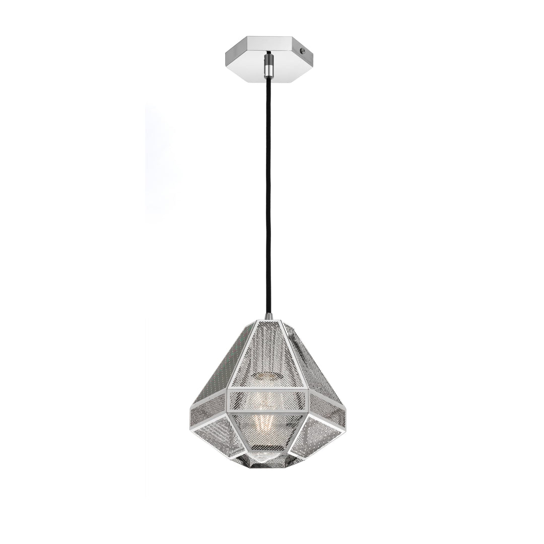 Chrome 1 Light Magnus Metal Geometric Caged Pendant | Small