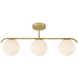 Nordlux Grant Globe 3 Light Opal Glass Ceiling Light | Brass