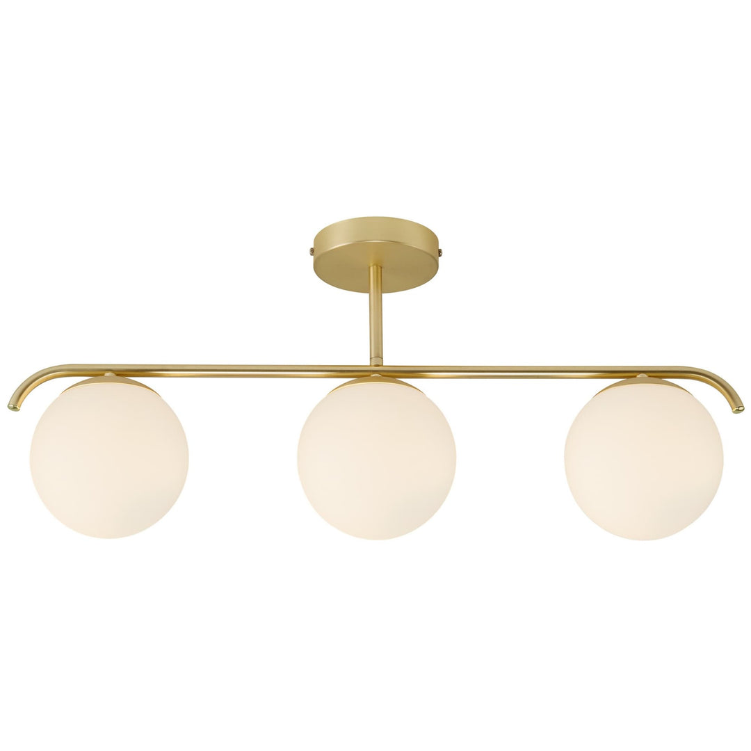 Nordlux Grant Globe 3 Light Opal Glass Ceiling Light | Brass
