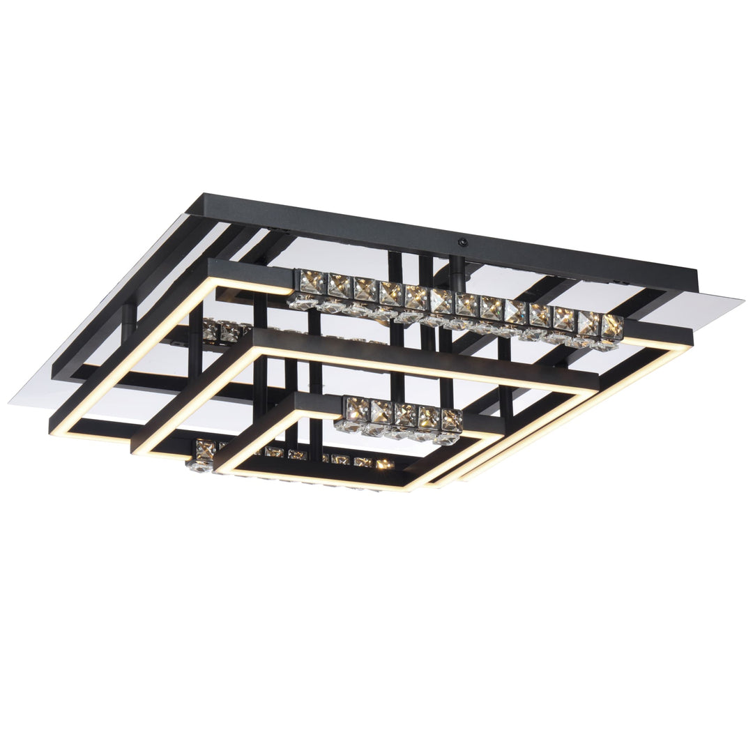 Telbix Zafra Tricolour LED Square CTC Light with Crystals | Black