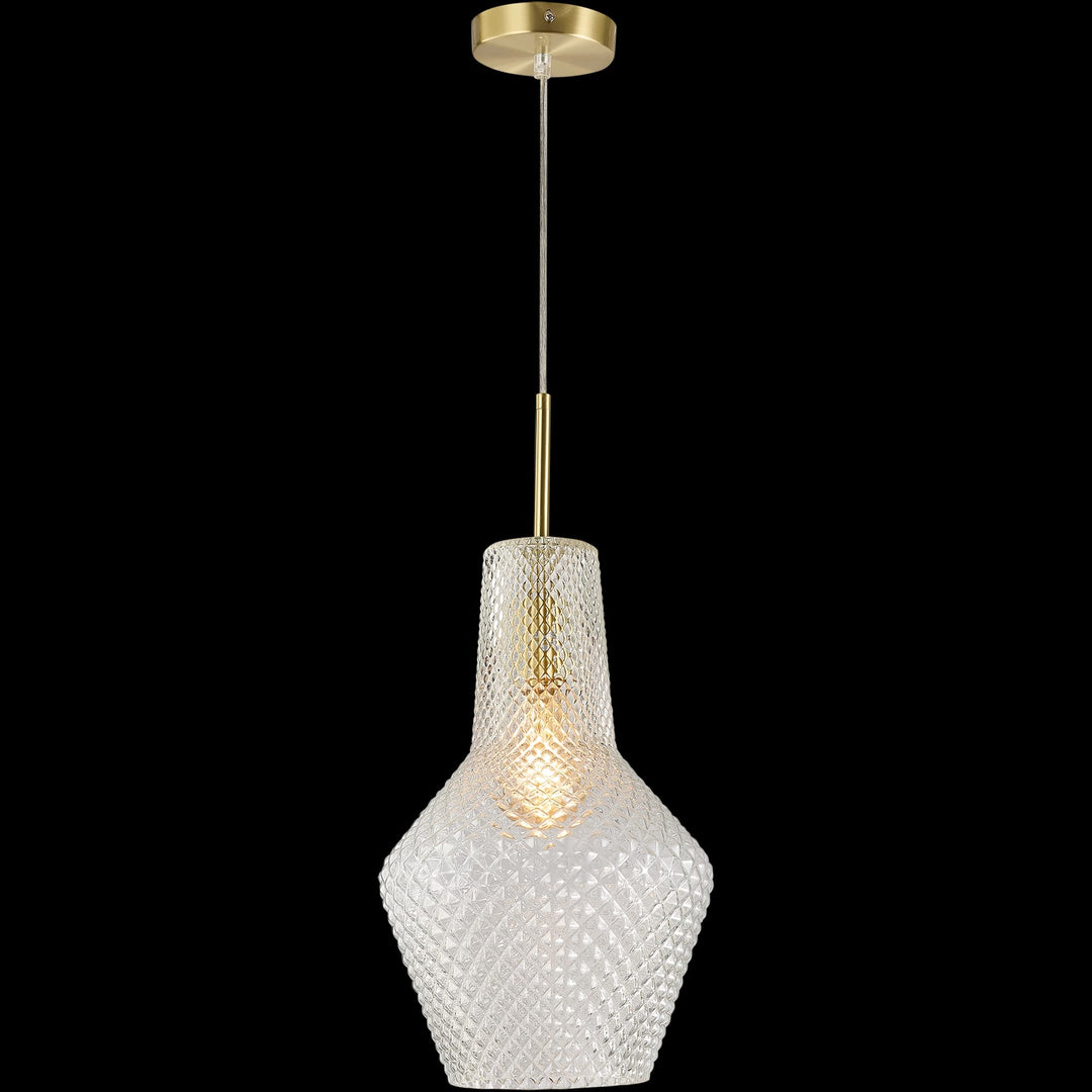 Calibo Avian Diamond Cut Glass 1 Light Pendant | Gold and Clear