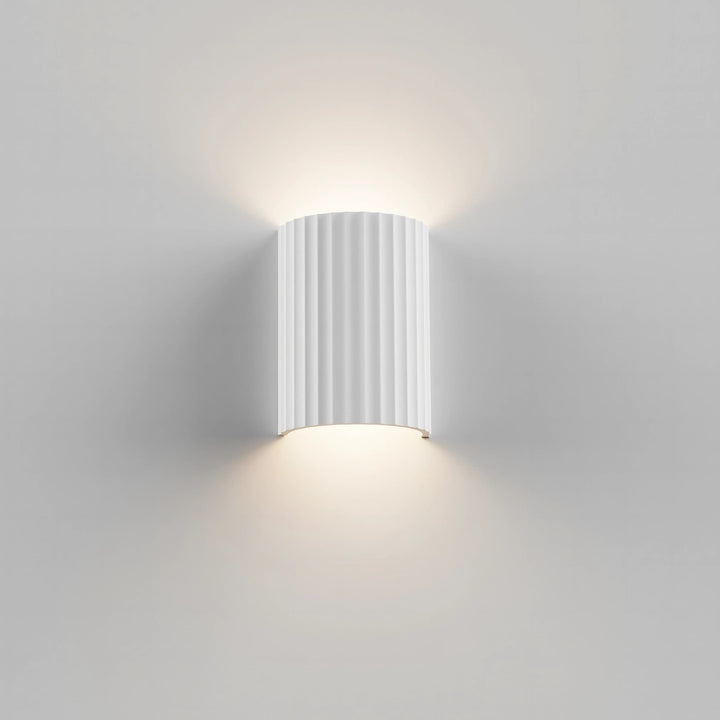 Calibo Munia Sculptural Fluted Up/Down Wall Light with Paintable Gypsum Surface | White