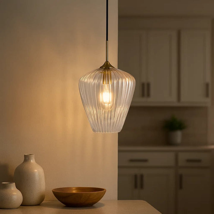 Calibo Ribbon Fluted Glass 230mm Pendant Light | Clear