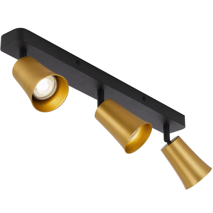 Telbix Alvey 3 Light Bar Spot Light | Gold and Black