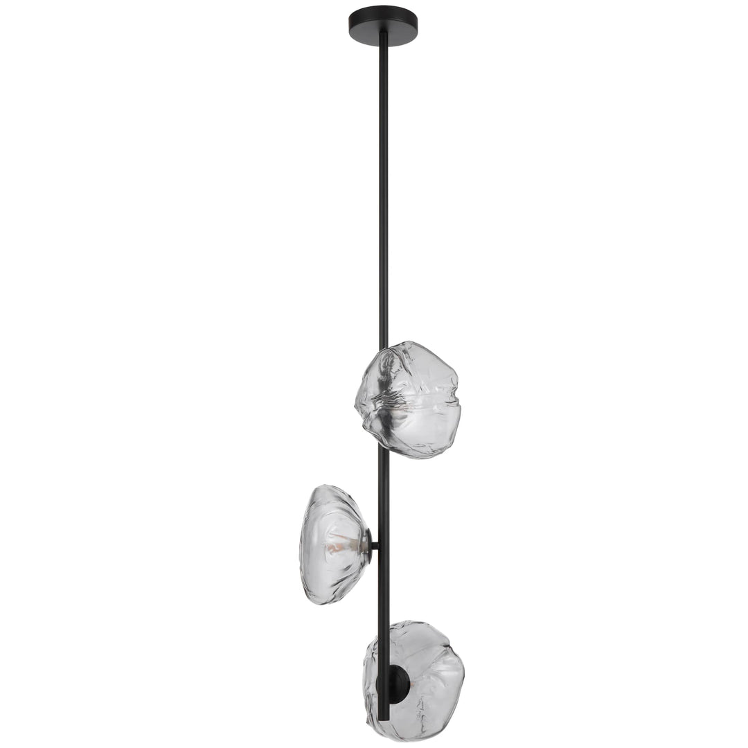 Telbix Zecca 3 Light Vertical Pendant | Black and Smoke