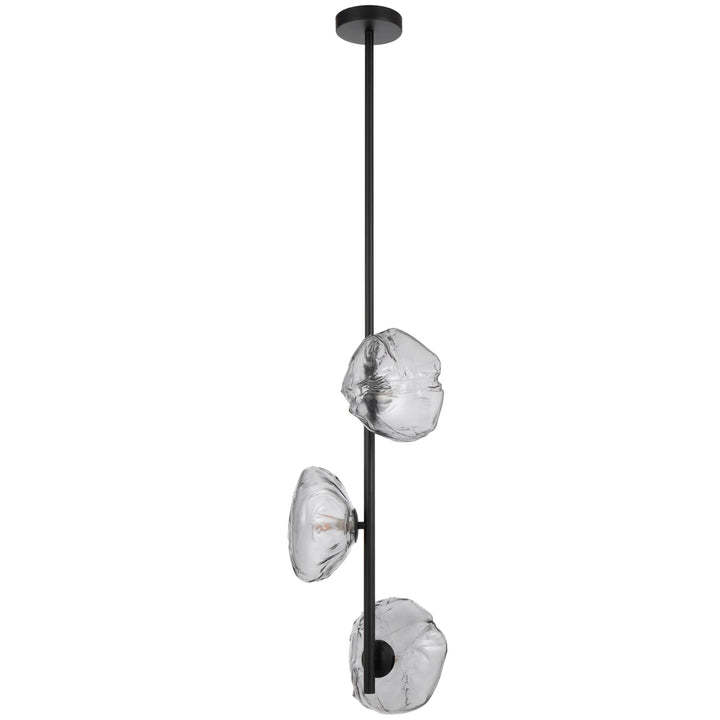 Telbix Zecca 3 Light Vertical Pendant | Black and Smoke