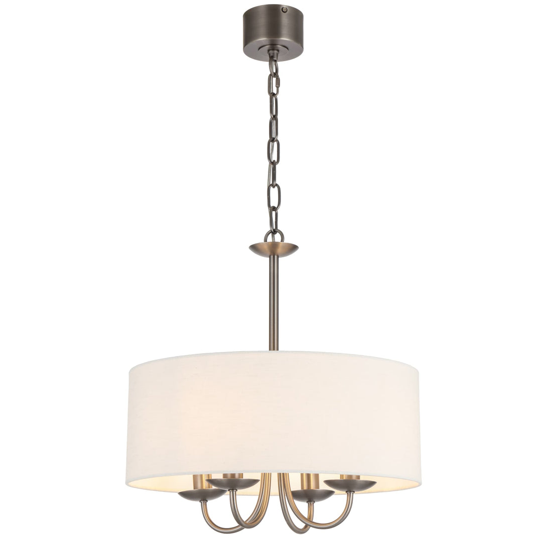 Telbix Shiron Soft Fabric Drum Shade 4 Light Pendant | Nickel