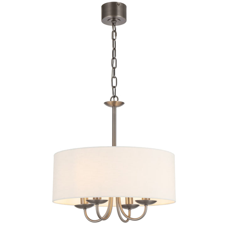 Telbix Shiron Soft Fabric Drum Shade 4 Light Pendant | Nickel