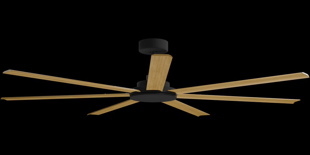 Calibo Alula 80" (2032mm) 7 Blade Indoor/Outdoor DC Ceiling Fan & Remote | Black & Teak