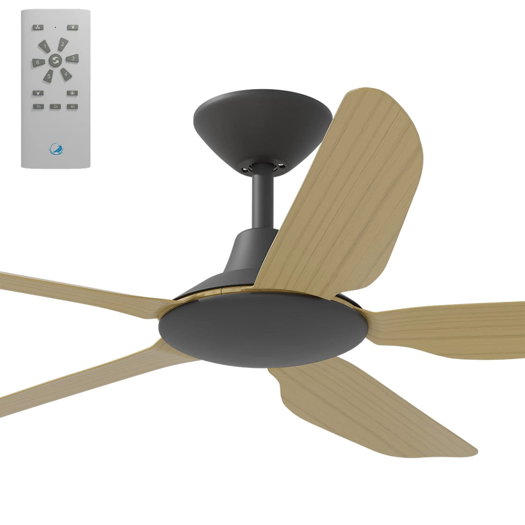 Calibo Storm 52" (1320mm) 5 Blade Indoor/Outdoor DC Ceiling Fan and Remote | Black & Bamboo