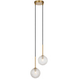 Telbix Gaston Antique Gold 2 Light Pendant Light | Clear Prism
