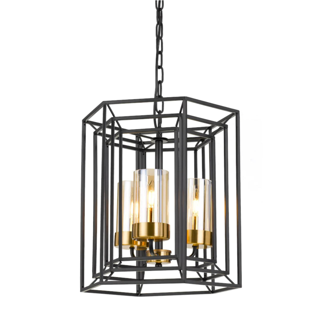Telbix Lane Black and Antique Brass Pendant (E14) | 3 Light