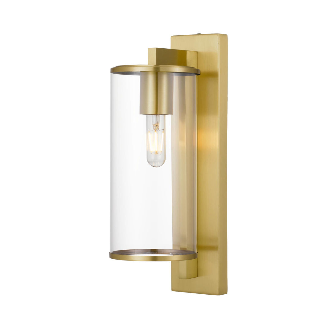 Telbix Small Perova IP44 Industrial Wall Light | Natural Brass
