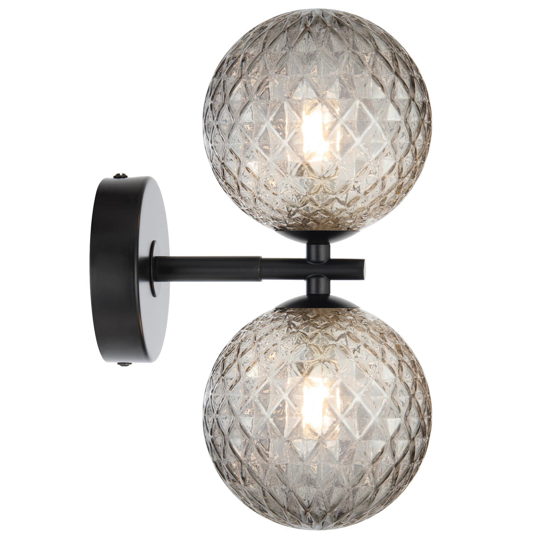 Telbix Black Felton 2 Light Wall Light | Smoke Tear