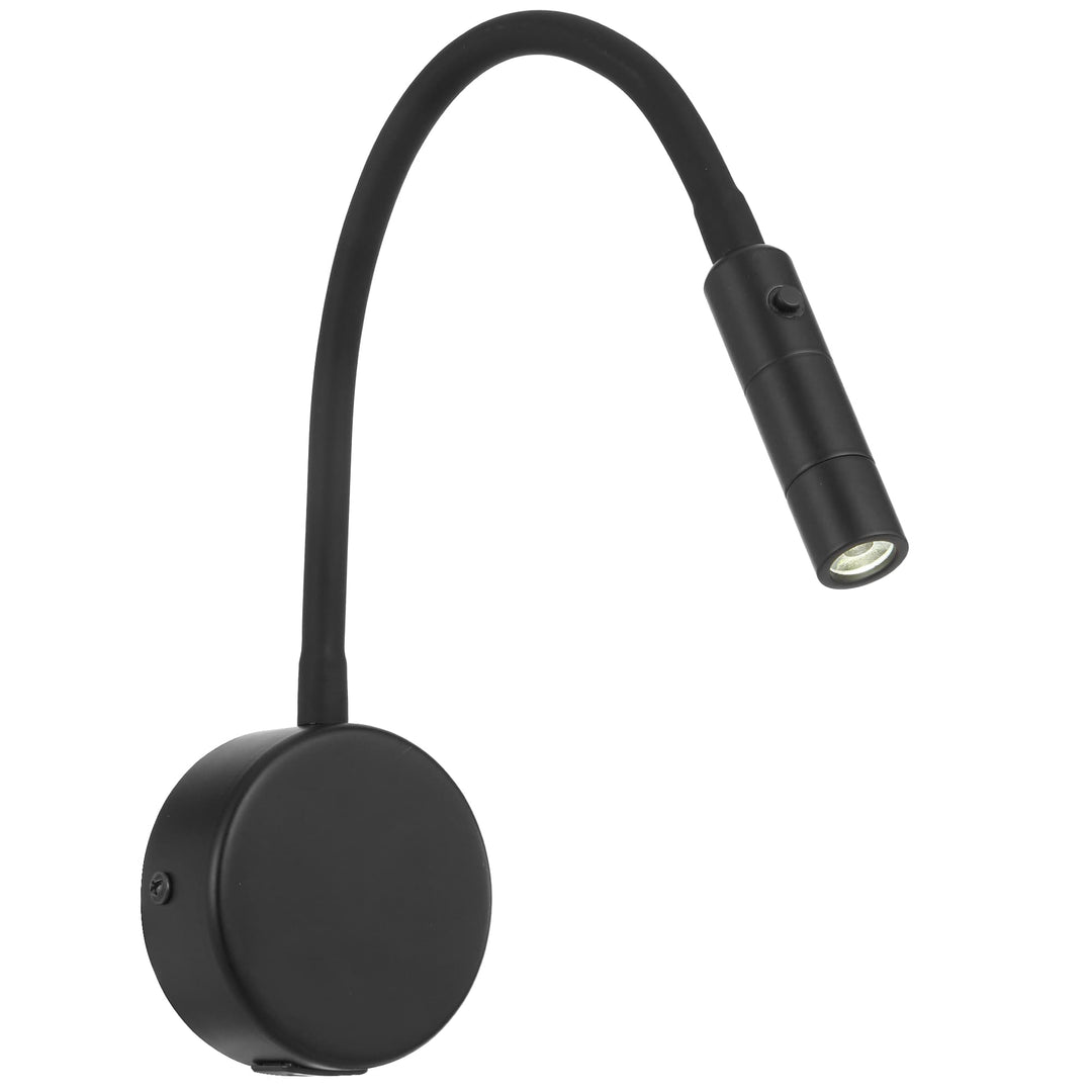 Telbix Solio Modern Minimalist Adjustable Tubular LED Wall Light | Black