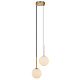 Telbix Gaston Antique Gold 2 Light Pendant Light | Opal Matt