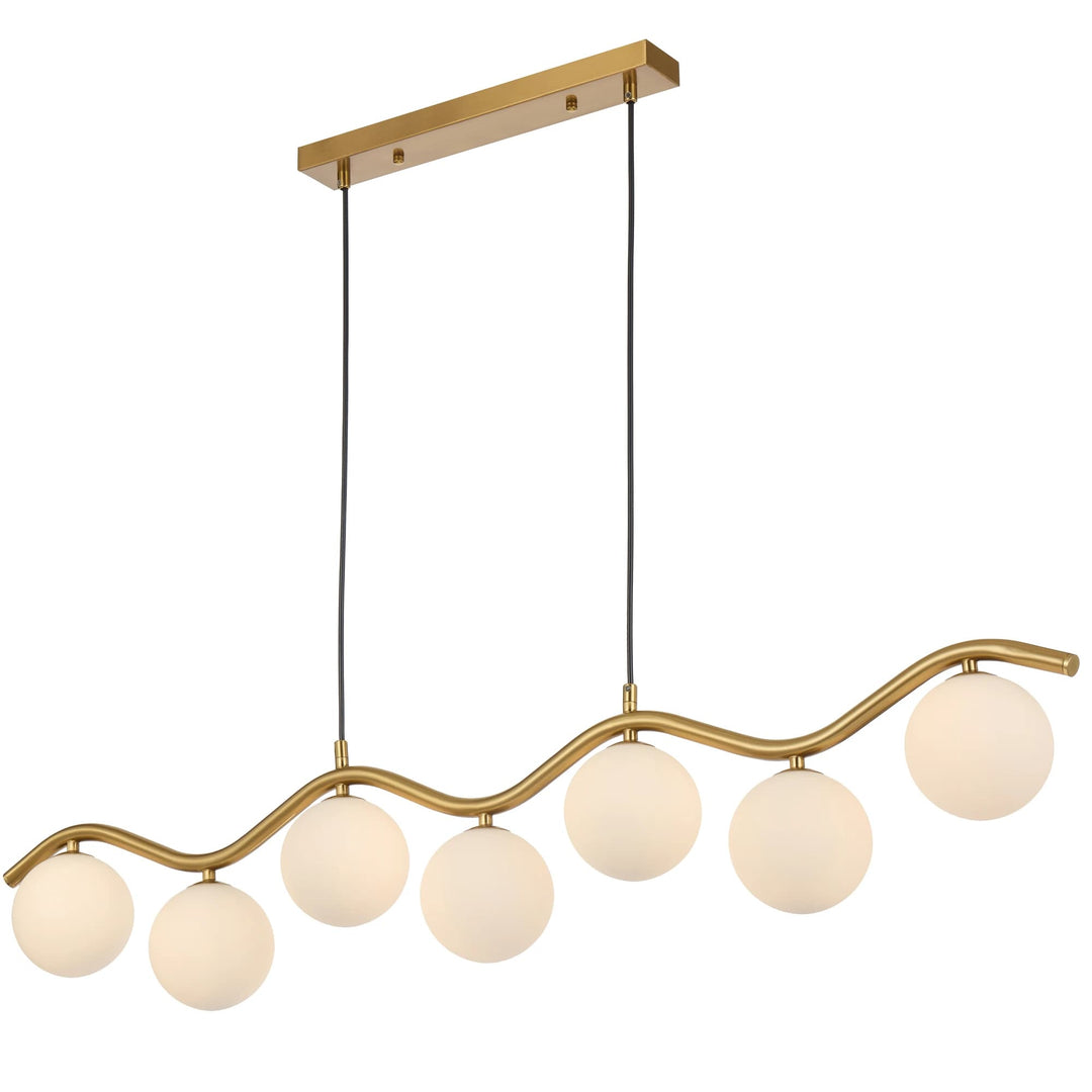 Telbix Orton Antique Gold 7 Light Pendant | Opal Matte