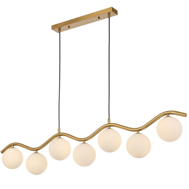 Telbix Orton Antique Gold 7 Light Pendant | Opal Matte