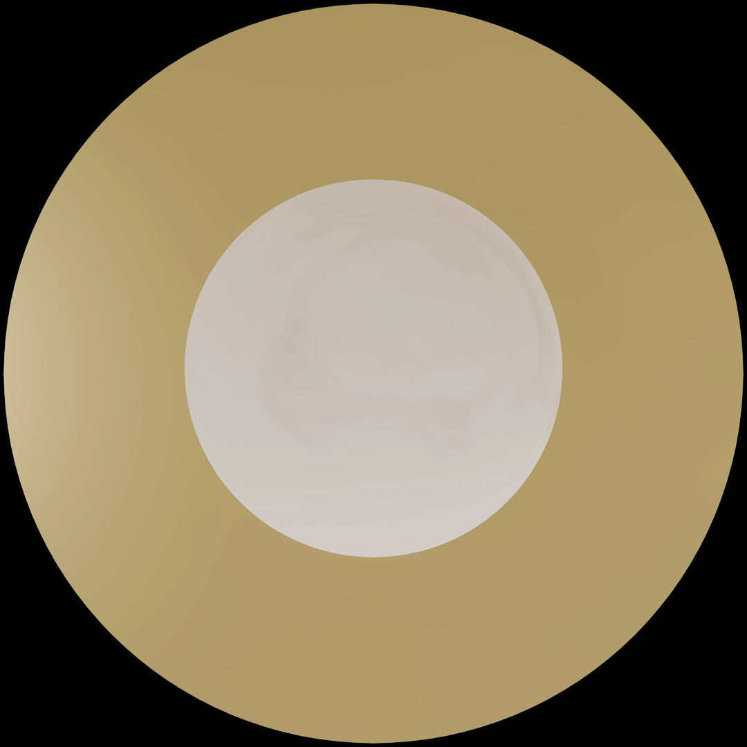 Calibo Crest Alabaster Glass 140mm Orb Wall Light Round Plate 300mm | Brass