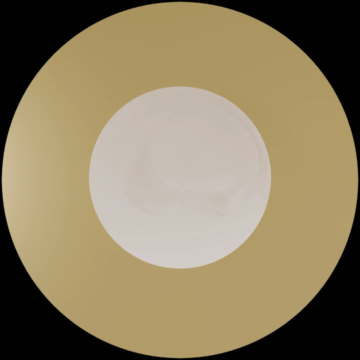 Calibo Crest Alabaster Glass 140mm Orb Wall Light Round Plate 300mm | Brass