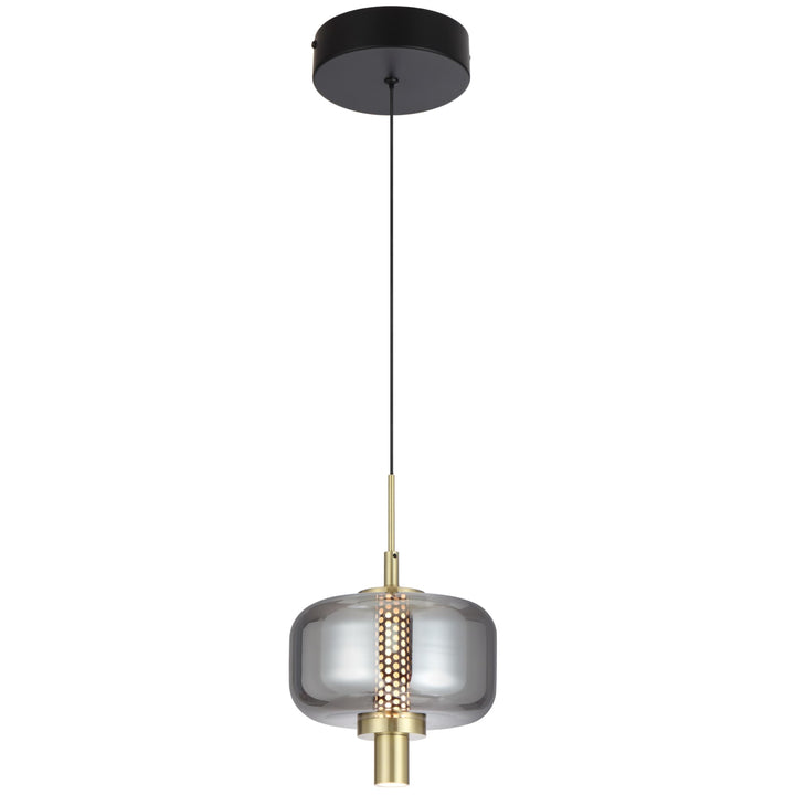 Telbix Volen 1 Light LED Pendant | Black and Smoke
