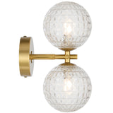 Telbix Antique Gold Felton 2 Light Wall Light | Clear Prism