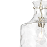 Telbix Perron Modern Glass Pendant with Dimpled Decanter-Inspired Shade | Nickel