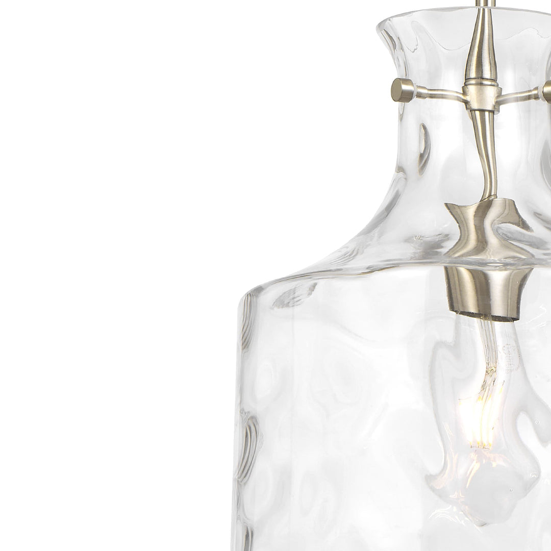 Telbix Perron Modern Glass Pendant with Dimpled Decanter-Inspired Shade | Nickel
