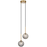 Telbix Gaston Antique Gold 2 Light Pendant Light | Smoke Tear