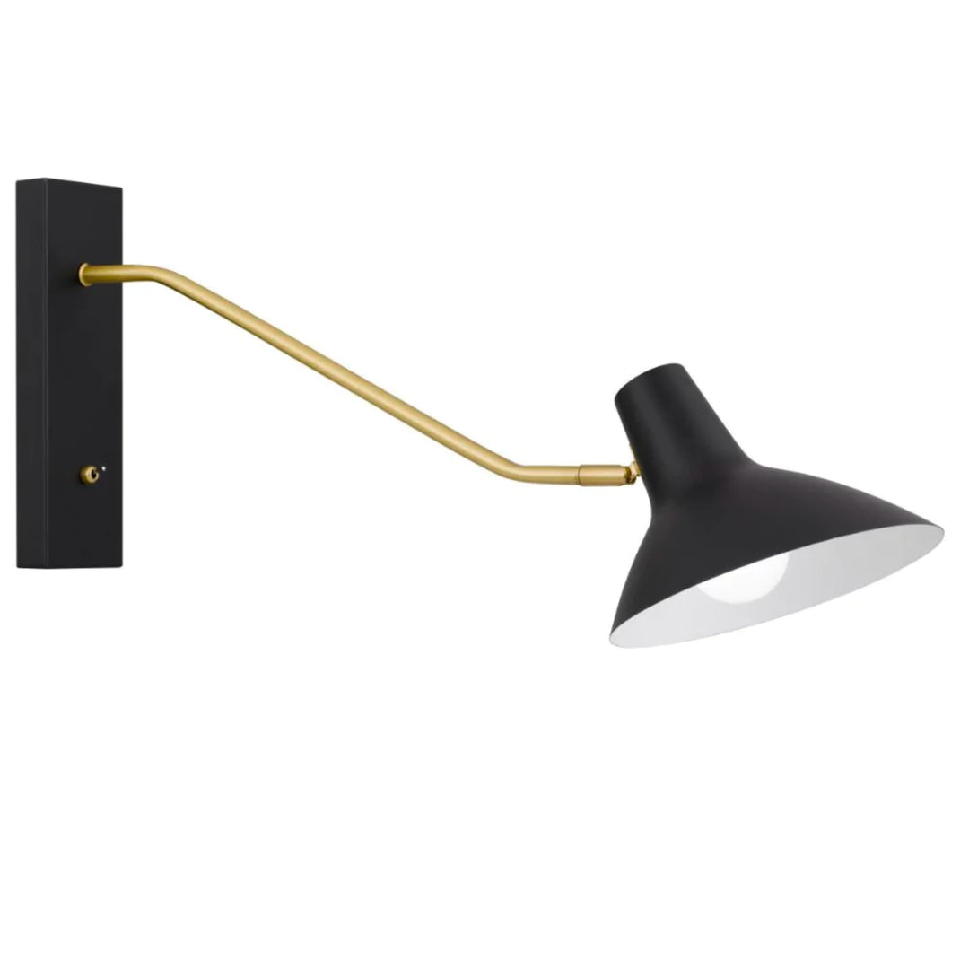 Farbon Telbix Classic Long Flexi-Arm Wall Lamp (E27) | Black & Gold
