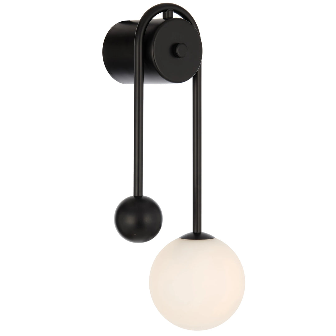 Telbix Felton Arm Wall Light | Black and Opal Matt
