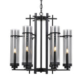 Telbix Burgess Antique Black Industrial Pendant Light (E14) | 6 Light