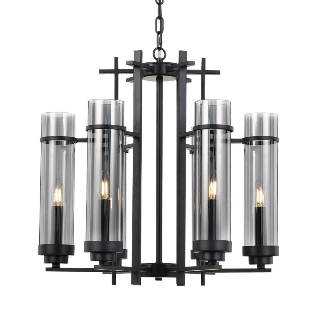 Telbix Burgess Antique Black Industrial Pendant Light (E14) | 6 Light
