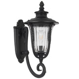Telbix Ramiro Large Classic Lantern-Style Outdoor Wall Light with Textured Glass | Black