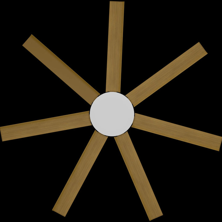 Calibo Alula 60" (1524mm) 7 Blade Indoor/Outdoor DC Ceiling Fan & Remote | White & Teak