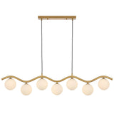 Telbix Orton Antique Gold 7 Light Pendant | Opal Matte