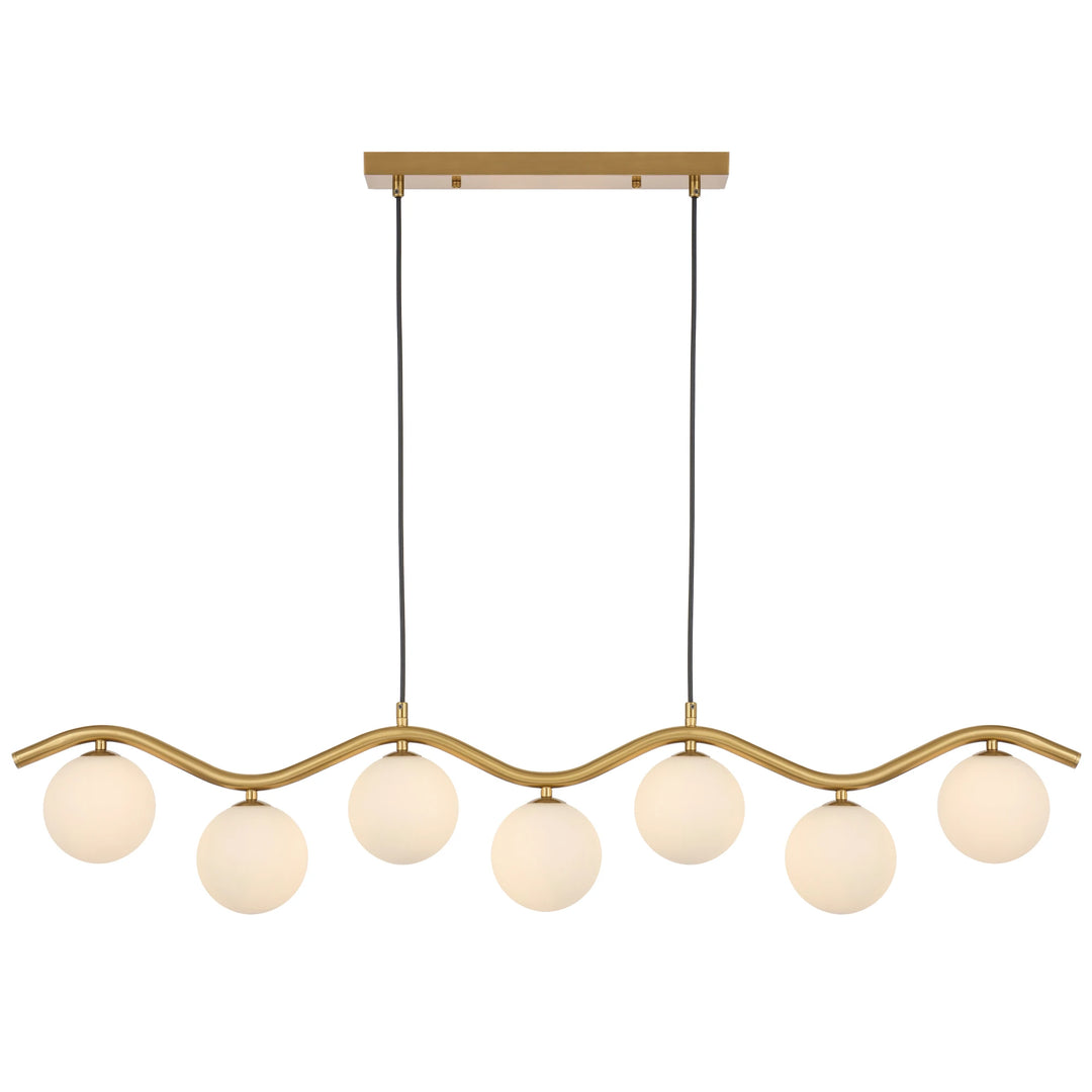 Telbix Orton Antique Gold 7 Light Pendant | Opal Matte
