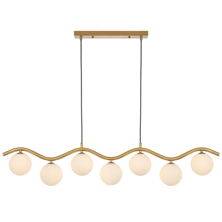 Telbix Orton Antique Gold 7 Light Pendant | Opal Matte