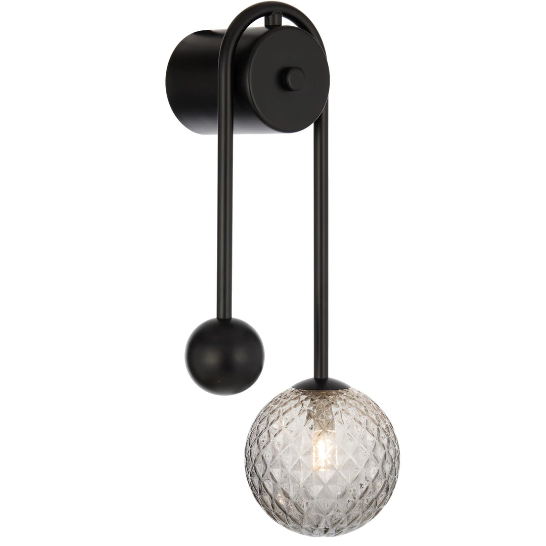 Telbix Felton Arm Wall Light | Black and Smoke Tear