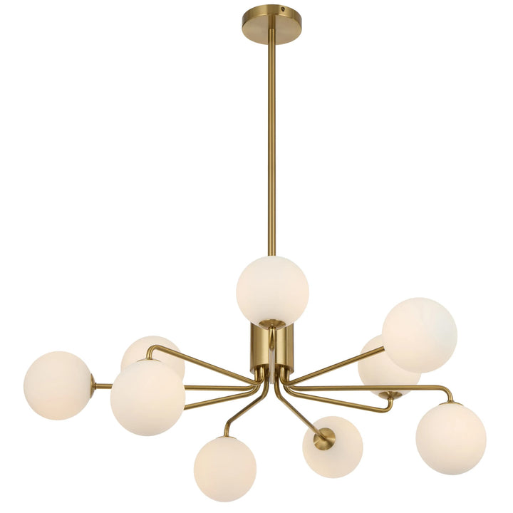 Telbix Antique Gold Felton 9 Light Pendant | Opal Matt