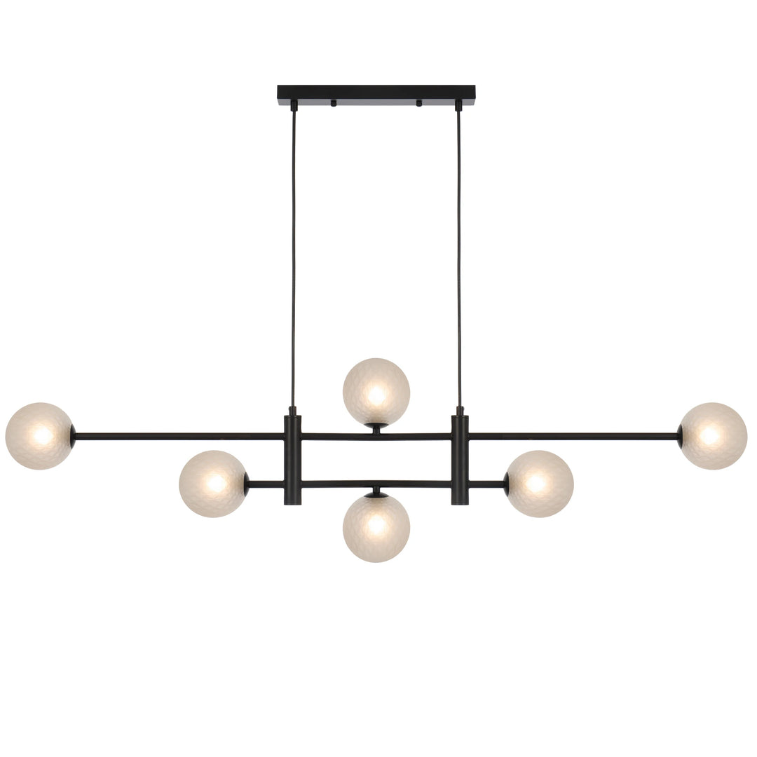 Telbix Black Tyson 6 Light Pendant | Frost Tear