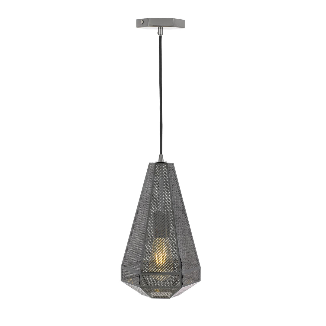 Gunmetal 1 Light Magnus Metal Geometric Caged Pendant | Large