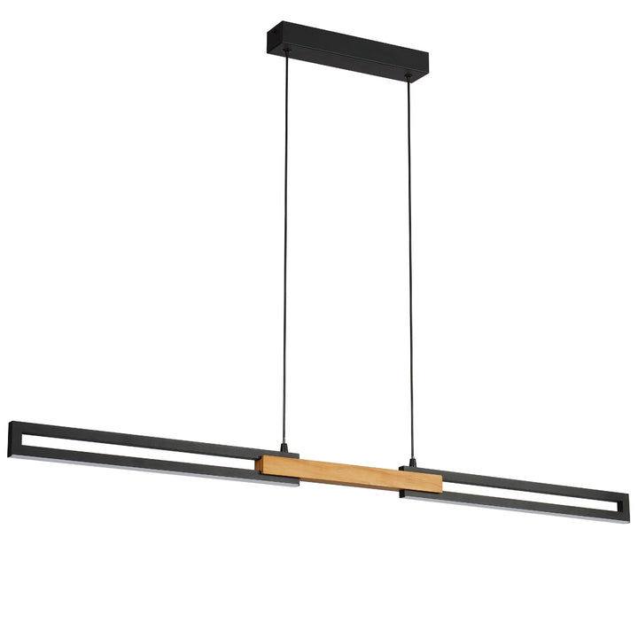 Telbix Thorin 1200mm LED Pendant | Black and Oak