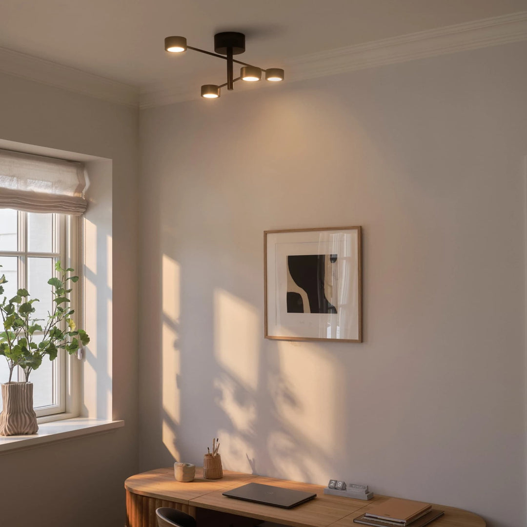 Nordlux Clyde 4 Light LED Flush Mount Ceiling Spotlight | Black