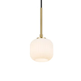 Telbix Bobo 1 Light Ribbed Barrel Glass LED Pendant Light | Antique Gold