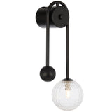 Telbix Felton Arm Wall Light | Black and Clear Prism
