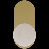 Calibo Crest Alabaster Glass 140mm Orb Wall Light Oval Plate 320mm | Brass