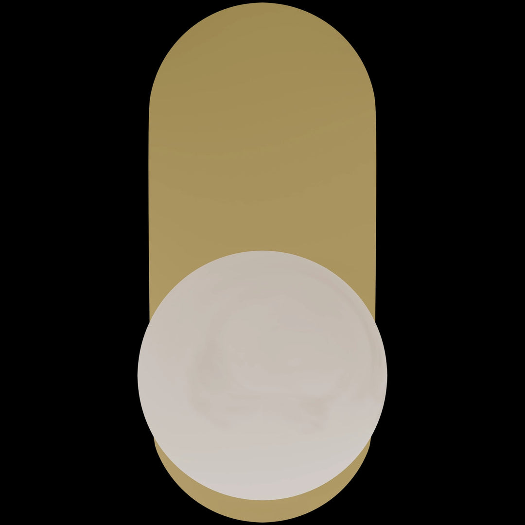 Calibo Crest Alabaster Glass 140mm Orb Wall Light Oval Plate 320mm | Brass