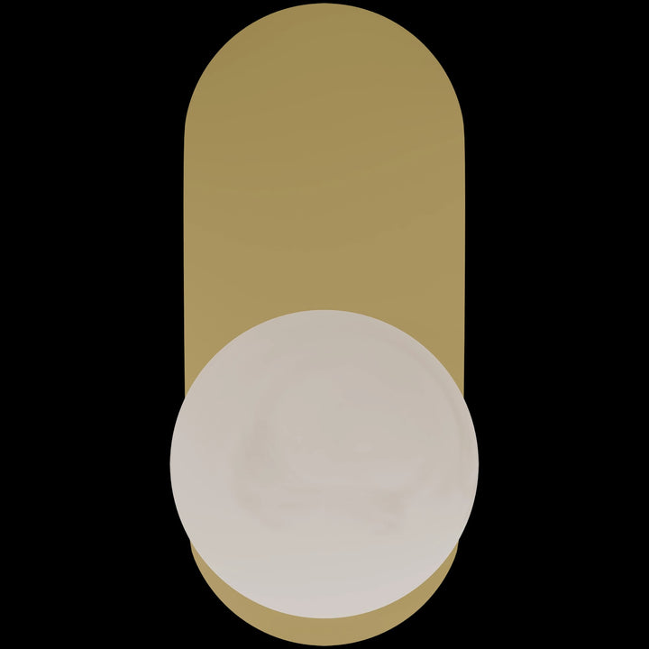Calibo Crest Alabaster Glass 140mm Orb Wall Light Oval Plate 320mm | Brass