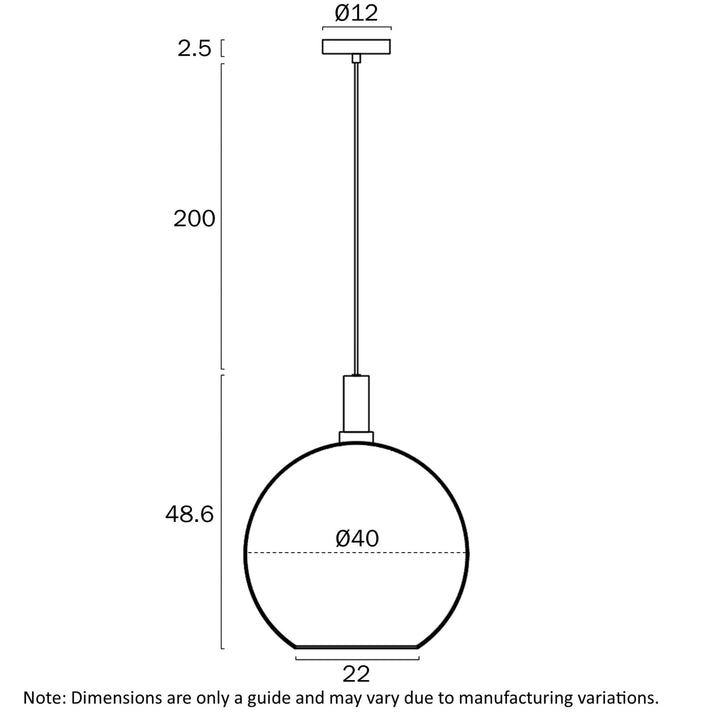 Telbix Patino Large Glass Pendant (E27) | Smoke